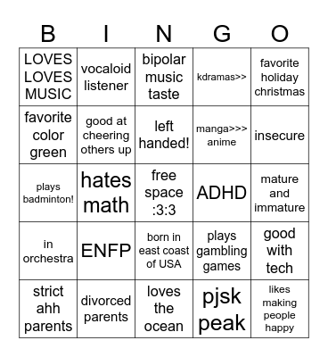HOW MUCJH ARE YOU LIKE ME? BINGO :33 Bingo Card