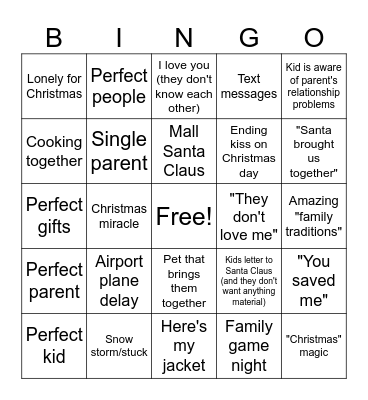 Christmas Movie Bingo Card