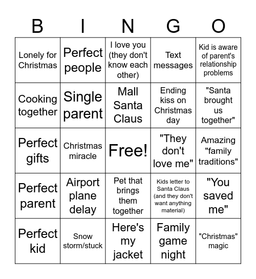 Christmas Movie Bingo Card