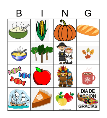 DIA DE ACCION DE GRACIAS Bingo Card