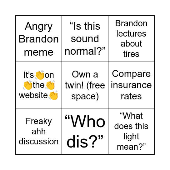 MA86 Bingo Card