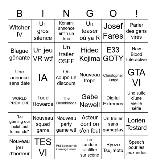 GOTY 2025 Bingo Card