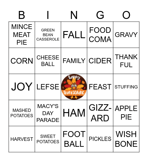 Thanksgiving BINGO Card
