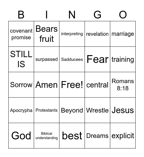 Sermon Bingo Card