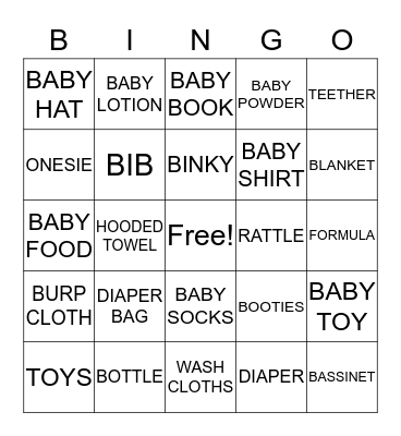 BABY SHOWER BINGO Card