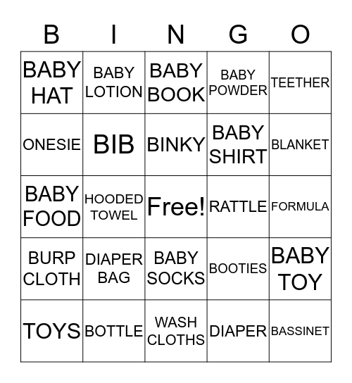 BABY SHOWER BINGO Card