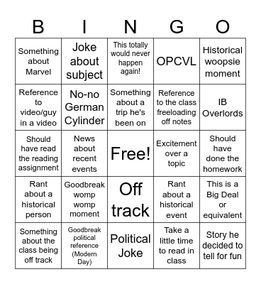 Goodbreak Bingo Card