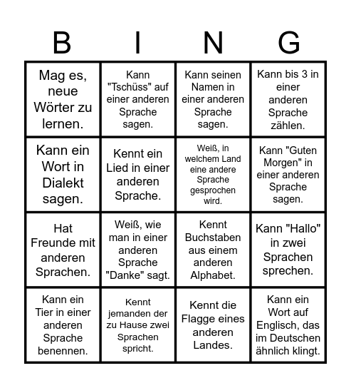 Mehrsprachen- Bingo Card