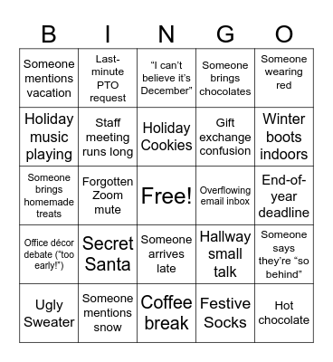 Holiday Bingo Card