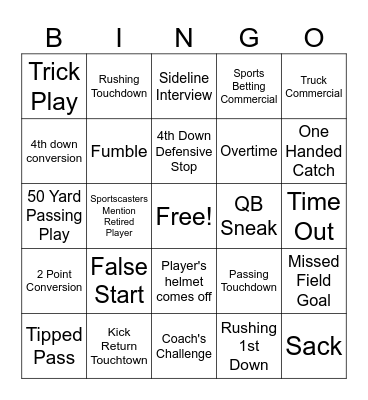 Football Bingo Card