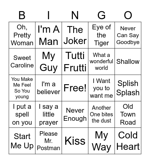 Music Bingo Card