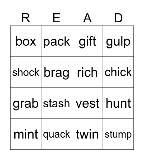 Level 2 Unit 1 Bingo Card