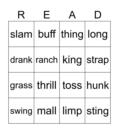 Level 2 Unit 2 Bingo Card