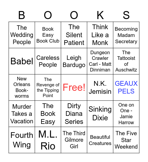 BOOK CLUB NIGHT! Bingo Card