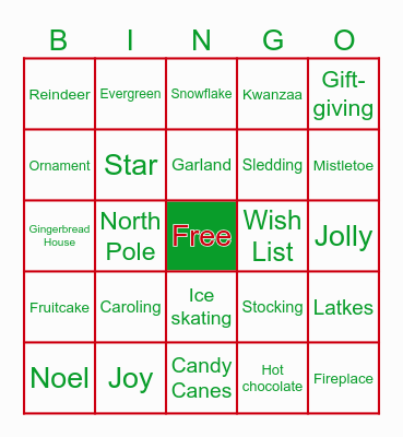 Holiday Bingo Card