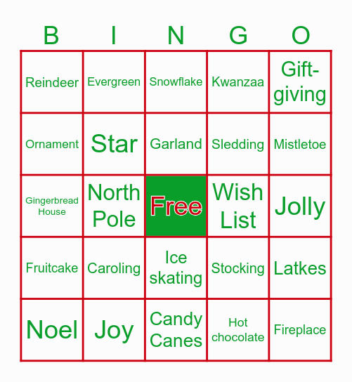 Holiday Bingo Card