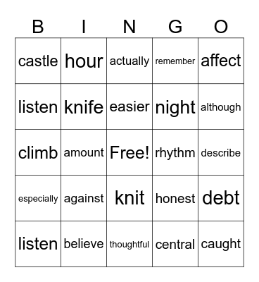 Untitled Bingo Card