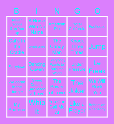 70s - 80s Bingo Card