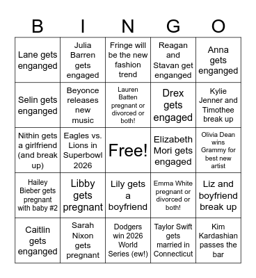 2026 Bingo! Bingo Card