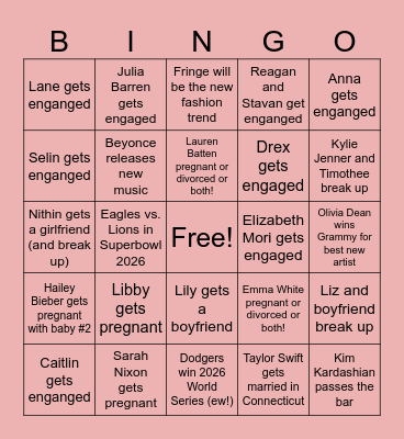 2026 Bingo! Bingo Card