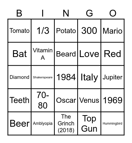 TRIVIA BINGO Card