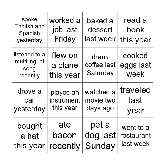 Find Someone Who... Bingo Card