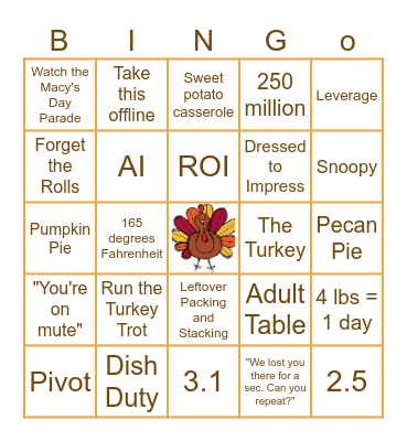 Helios Thanksgiving Gathering! Bingo Card
