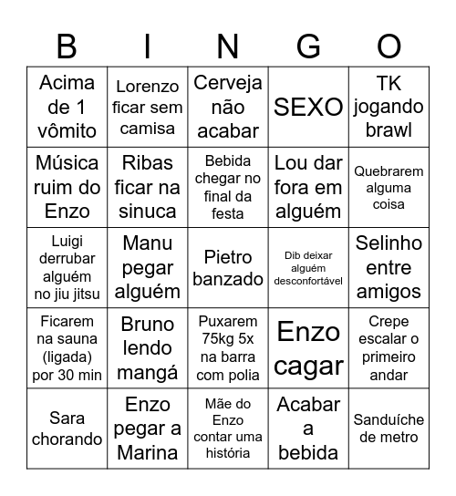 Bingo Bifístico Bingo Card