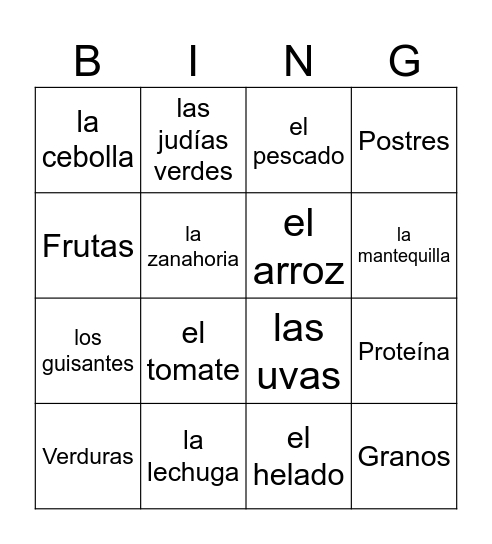 3.3.2 la cena Bingo Card
