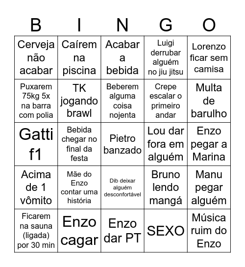 Bingo Bifístico Bingo Card