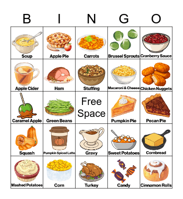 Fall Food Bingo Card