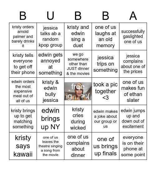 da trio grp bingo!! :p Bingo Card