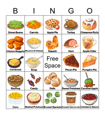 Fall Food Bingo Card