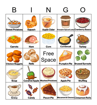 Fall Food Bingo Card