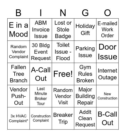 Karlin Cap Bingo Card