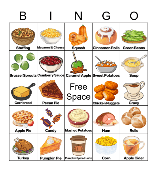Fall Food Bingo Card