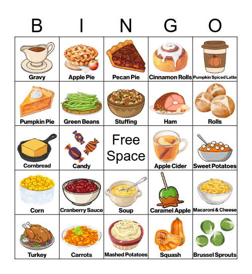 Fall Food Bingo Card