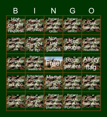 Bingo 11/20/2025 Bingo Card