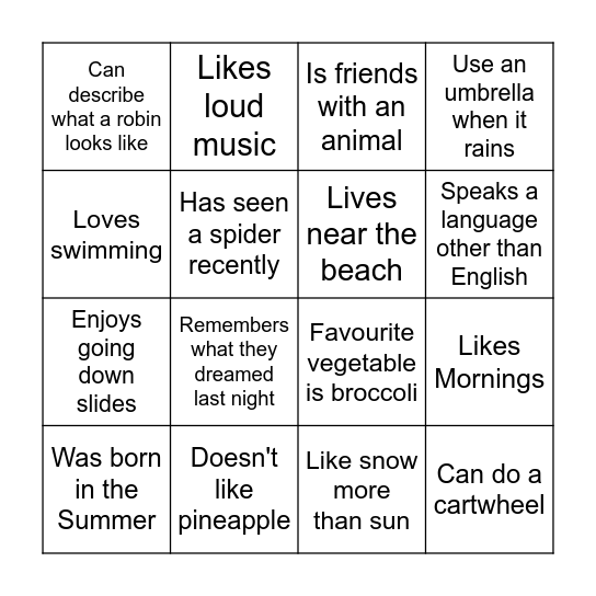 Find someone who... Bingo Card