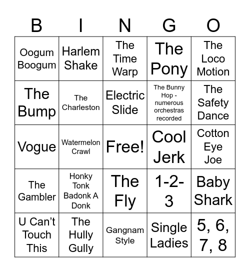 Boot Scootin' Dance Bingo Card