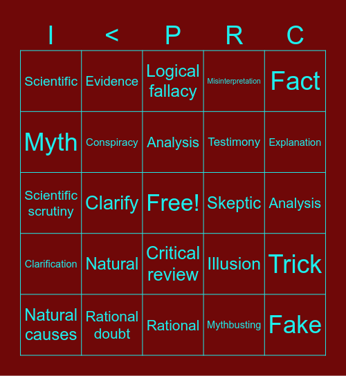 Paranormal Debunking Bingo Card