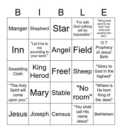 Christmas Bingo Card