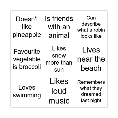 Find someone who... Bingo Card