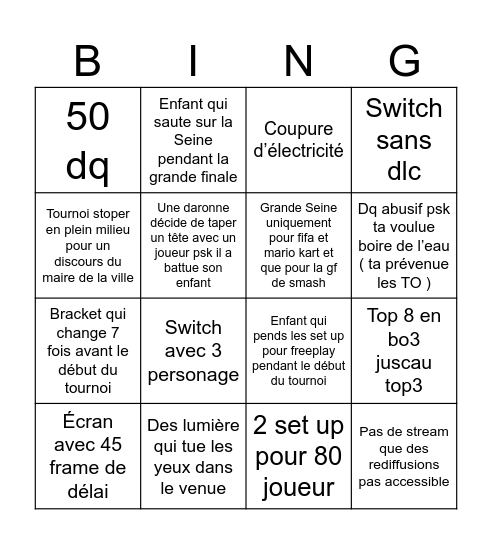 Que va t’il se passer pendant le prochain arma team samedi Bingo Card