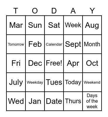 WHAT IS TODAY? Bingo Card