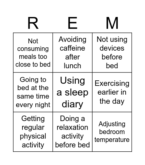 Sleep Bingo! Bingo Card