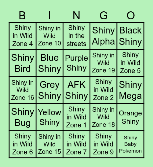 POKÉMON LEGENDS: Z-A SHINY BINGO Card