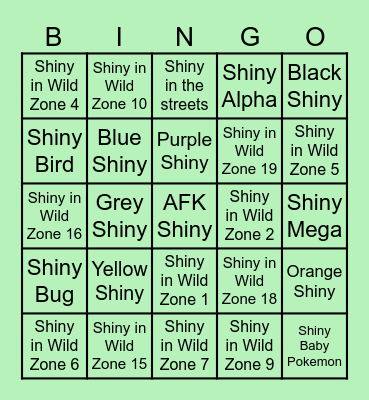 POKÉMON LEGENDS: Z-A SHINY BINGO Card