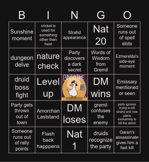 CoS (Hardcore) S2 E4 | Yester Hill Bingo Card