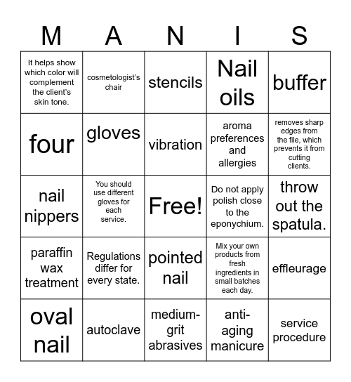 manicure Bingo Card